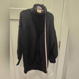 Choosy Oversized Boyfriend Sweater Black Ribbed Turtleneck Pullover NWT XS